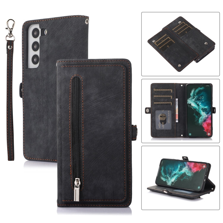Zipper Card Slot Buckle Wallet Leather Phone Case, For Samsung Galaxy S22 5G, For Samsung Galaxy S22+ 5G, For Samsung Galaxy S22 Ultra 5G, For Samsung Galaxy A12 5G