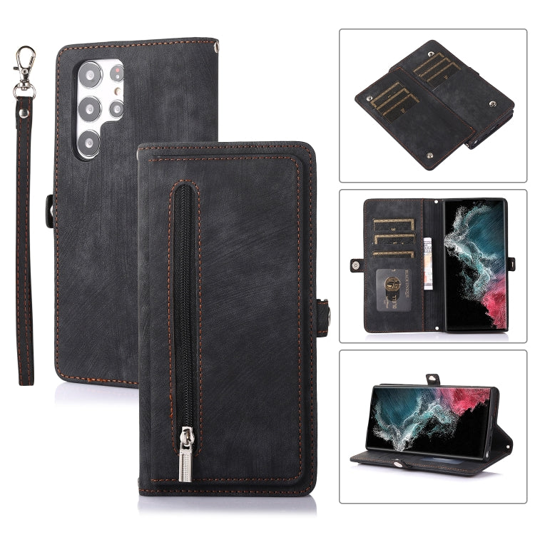 Zipper Card Slot Buckle Wallet Leather Phone Case, For Samsung Galaxy S22 5G, For Samsung Galaxy S22+ 5G, For Samsung Galaxy S22 Ultra 5G, For Samsung Galaxy A12 5G
