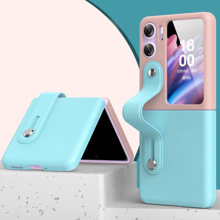 Skin Color Contrast Wrist Strap Bracket Folding Phone Case, For OPPO Find N2 Flip