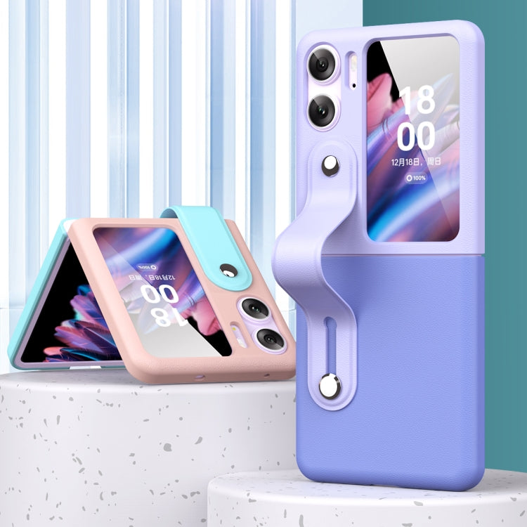 Skin Color Contrast Wrist Strap Bracket Folding Phone Case, For OPPO Find N2 Flip