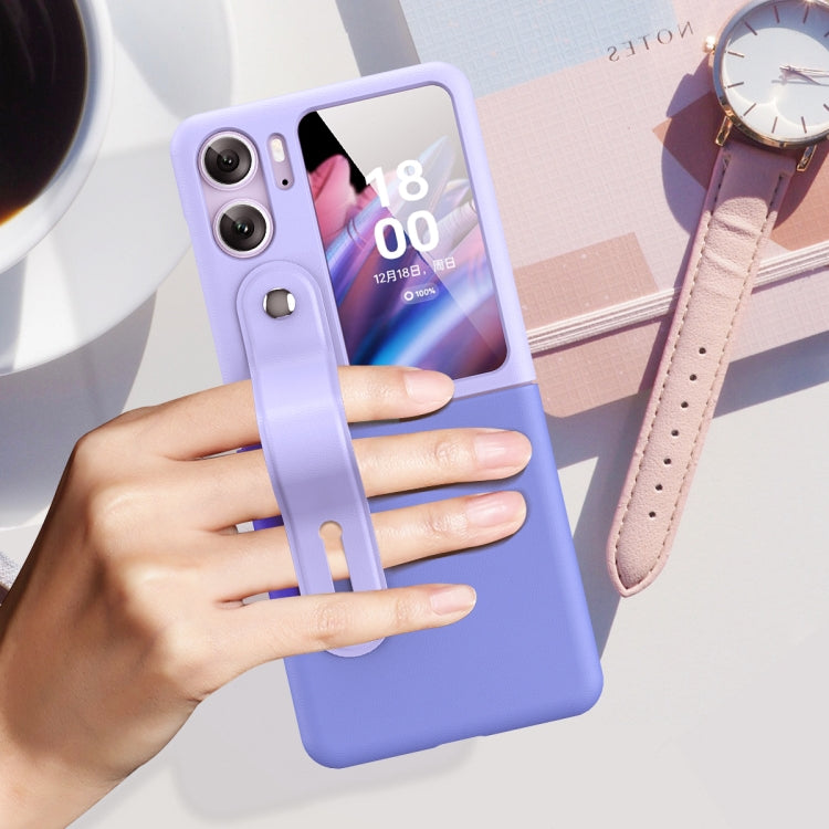 Skin Color Contrast Wrist Strap Bracket Folding Phone Case, For OPPO Find N2 Flip