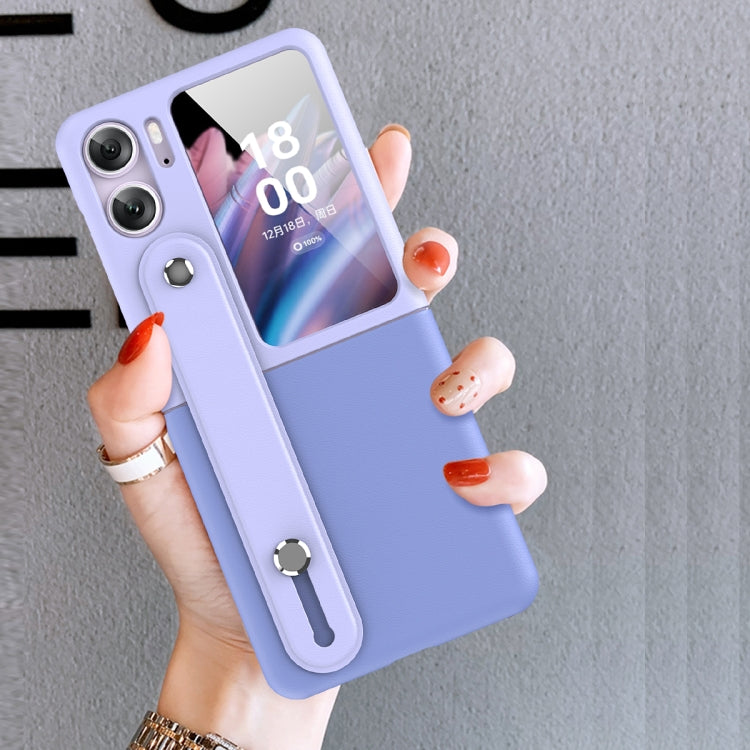 Skin Color Contrast Wrist Strap Bracket Folding Phone Case, For OPPO Find N2 Flip
