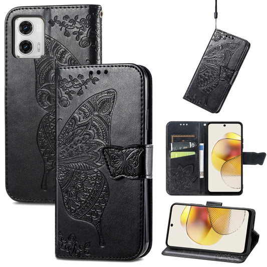 Butterfly Love Flower Embossed Flip Leather Phone Case, For Motorola Moto G73, For Motorola Moto G23, For Motorola Moto E13, For Motorola Edge 30 Fusion, For Motorola Edge 2022