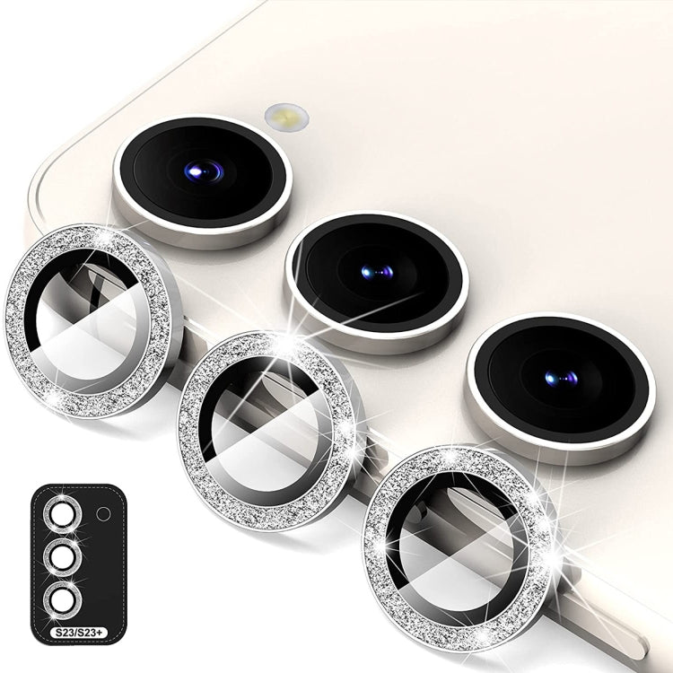 For Samsung Galaxy S23 5G / S23+ 5G ENKAY 9H Rear Camera Lens Glitter Aluminium Alloy Ring Tempered Glass Film, For Samsung Galaxy S23 5G / S23+ 5G