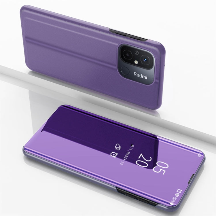 Plated Mirror Horizontal Flip Leather Case with Holder, For Xiaomi Redmi 12C