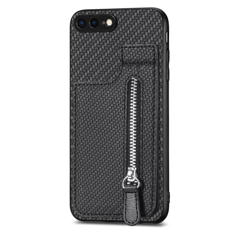 Carbon Fiber Vertical Flip Zipper Phone Case, For iPhone SE 2022 / 2020 / 7 / 8, For iPhone 7 Plus / 8 Plus, For iPhone 6 / 6s, For iPhone 6 Plus / 6s Plus