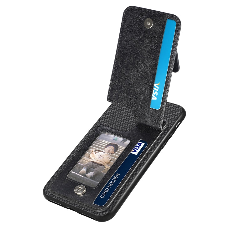 Carbon Fiber Vertical Flip Zipper Phone Case, For iPhone SE 2022 / 2020 / 7 / 8, For iPhone 7 Plus / 8 Plus, For iPhone 6 / 6s, For iPhone 6 Plus / 6s Plus
