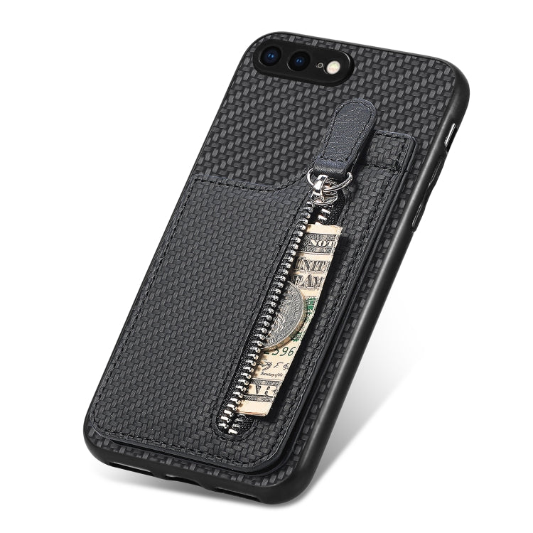 Carbon Fiber Vertical Flip Zipper Phone Case, For iPhone SE 2022 / 2020 / 7 / 8, For iPhone 7 Plus / 8 Plus, For iPhone 6 / 6s, For iPhone 6 Plus / 6s Plus