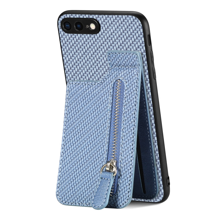 Carbon Fiber Vertical Flip Zipper Phone Case, For iPhone SE 2022 / 2020 / 7 / 8, For iPhone 7 Plus / 8 Plus, For iPhone 6 / 6s, For iPhone 6 Plus / 6s Plus