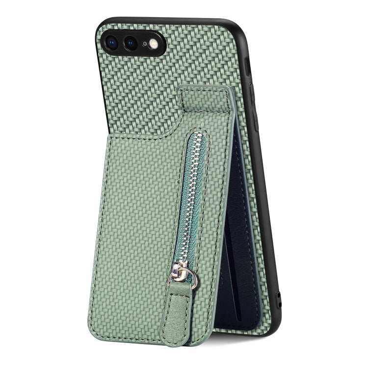 Carbon Fiber Vertical Flip Zipper Phone Case, For iPhone SE 2022 / 2020 / 7 / 8, For iPhone 7 Plus / 8 Plus, For iPhone 6 / 6s, For iPhone 6 Plus / 6s Plus