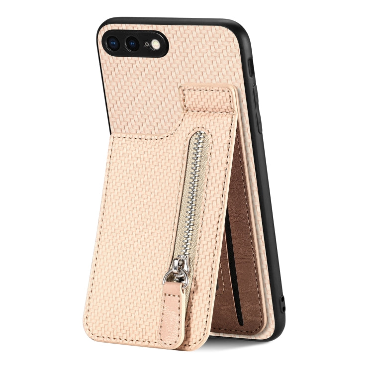 Carbon Fiber Vertical Flip Zipper Phone Case, For iPhone SE 2022 / 2020 / 7 / 8, For iPhone 7 Plus / 8 Plus, For iPhone 6 / 6s, For iPhone 6 Plus / 6s Plus