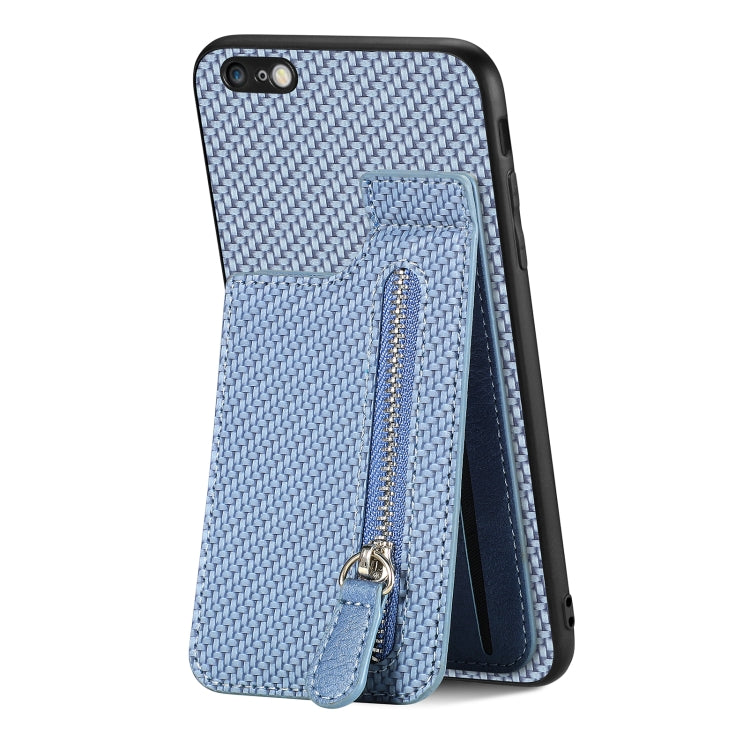 Carbon Fiber Vertical Flip Zipper Phone Case, For iPhone SE 2022 / 2020 / 7 / 8, For iPhone 7 Plus / 8 Plus, For iPhone 6 / 6s, For iPhone 6 Plus / 6s Plus