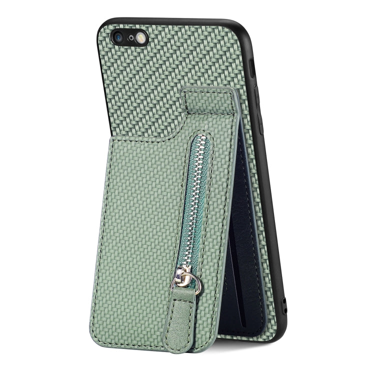 Carbon Fiber Vertical Flip Zipper Phone Case, For iPhone SE 2022 / 2020 / 7 / 8, For iPhone 7 Plus / 8 Plus, For iPhone 6 / 6s, For iPhone 6 Plus / 6s Plus