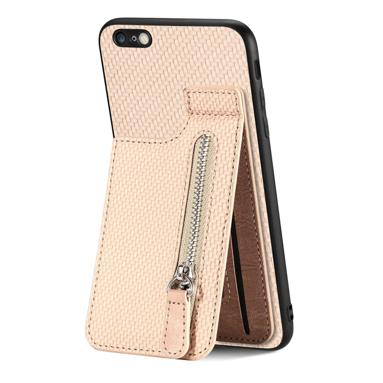 Carbon Fiber Vertical Flip Zipper Phone Case, For iPhone SE 2022 / 2020 / 7 / 8, For iPhone 7 Plus / 8 Plus, For iPhone 6 / 6s, For iPhone 6 Plus / 6s Plus