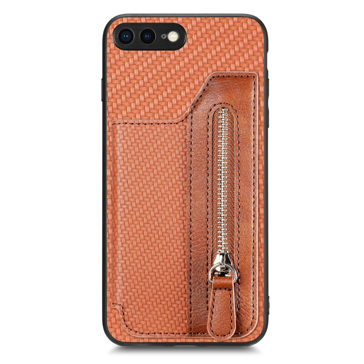 Carbon Fiber Horizontal Flip Zipper Wallet Phone Case, For iPhone SE 2022 / 2020 / 7 / 8, For iPhone 7 Plus / 8 Plus, For iPhone 6 / 6s, For iPhone 6 Plus / 6s Plus