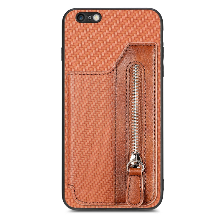 Carbon Fiber Horizontal Flip Zipper Wallet Phone Case, For iPhone SE 2022 / 2020 / 7 / 8, For iPhone 7 Plus / 8 Plus, For iPhone 6 / 6s, For iPhone 6 Plus / 6s Plus