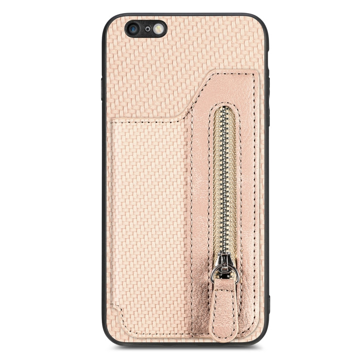 Carbon Fiber Horizontal Flip Zipper Wallet Phone Case, For iPhone SE 2022 / 2020 / 7 / 8, For iPhone 7 Plus / 8 Plus, For iPhone 6 / 6s, For iPhone 6 Plus / 6s Plus