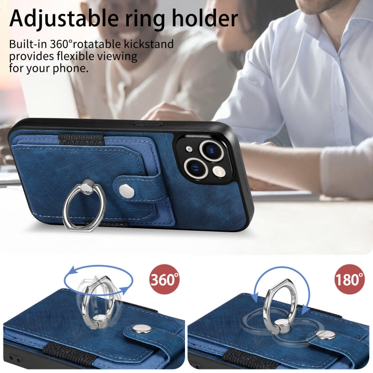 Retro Skin-feel Ring Card Wallet Phone Case, For iPhone 14, For iPhone 14 Plus, For iPhone 14 Pro, For iPhone 14 Pro Max, For iPhone 13 mini, For iPhone 13, For iPhone 13 Pro, For iPhone 13 Pro Max