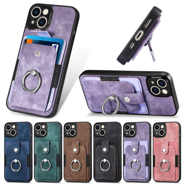 Retro Skin-feel Ring Card Wallet Phone Case, For iPhone 14, For iPhone 14 Plus, For iPhone 14 Pro, For iPhone 14 Pro Max, For iPhone 13 mini, For iPhone 13, For iPhone 13 Pro, For iPhone 13 Pro Max