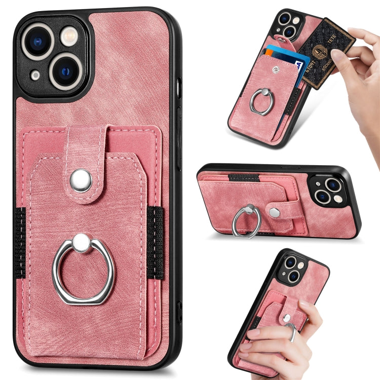 Retro Skin-feel Ring Card Wallet Phone Case, For iPhone 14, For iPhone 14 Plus, For iPhone 14 Pro, For iPhone 14 Pro Max, For iPhone 13 mini, For iPhone 13, For iPhone 13 Pro, For iPhone 13 Pro Max