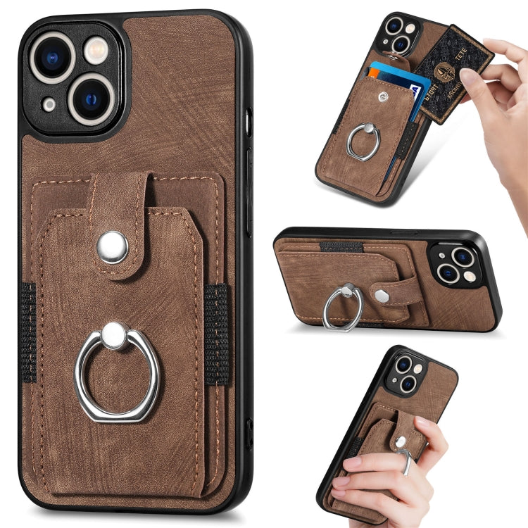 Retro Skin-feel Ring Card Wallet Phone Case, For iPhone 12 mini, For iPhone 12, For iPhone 12 Pro, For iPhone 12 Pro Max, For iPhone 11, For iPhone 11 Pro, For iPhone 11 Pro Max, For iPhone X / XS
