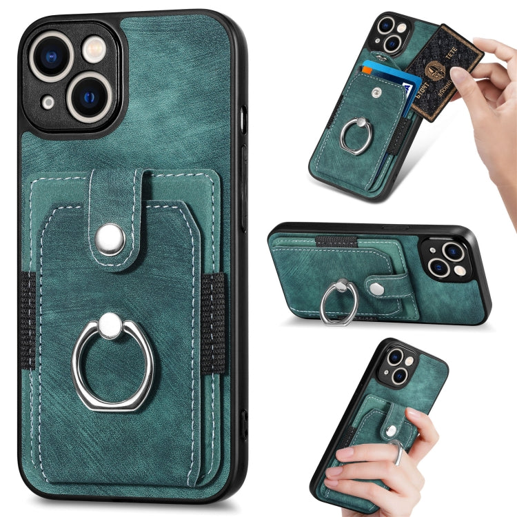 Retro Skin-feel Ring Card Wallet Phone Case, For iPhone XS Max, For iPhone XR, For iPhone SE 2022 / 2020 / 7 / 8, For iPhone 7 Plus / 8 Plus