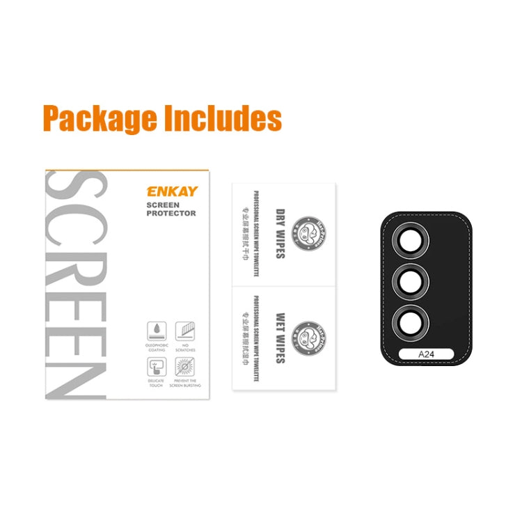 For Samsung Galaxy A24 ENKAY Hat-Prince 9H Rear Camera Lens Aluminium Alloy Ring Tempered Glass Film, For Samsung Galaxy A24