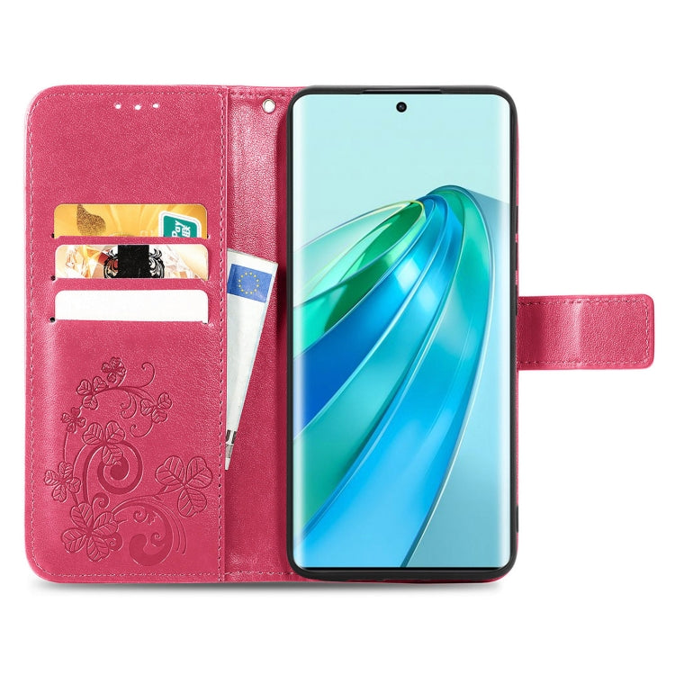 Four-leaf Clasp Embossed Buckle Leather Phone Case, For Honor Magic5 Lite, For Honor X9a, For Honor X40
