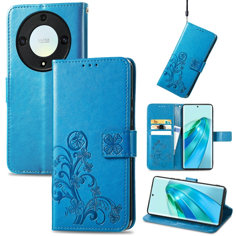 Four-leaf Clasp Embossed Buckle Leather Phone Case, For Honor Magic5 Lite, For Honor X9a, For Honor X40