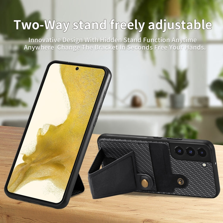 Carbon Fiber Wallet Flip Card K-shaped Holder Phone Case, For Samsung Galaxy S22 5G, For Samsung Galaxy S22+ 5G, For Samsung Galaxy S22 Ultra 5G, For Samsung Galaxy S21 5G, For Samsung Galaxy S21+ 5G, For Samsung Galaxy S21 Ultra 5G                    ...