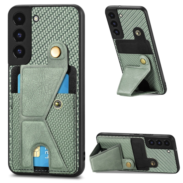 Carbon Fiber Wallet Flip Card K-shaped Holder Phone Case, For Samsung Galaxy S22 5G, For Samsung Galaxy S22+ 5G, For Samsung Galaxy S22 Ultra 5G, For Samsung Galaxy S21 5G, For Samsung Galaxy S21+ 5G, For Samsung Galaxy S21 Ultra 5G                    ...