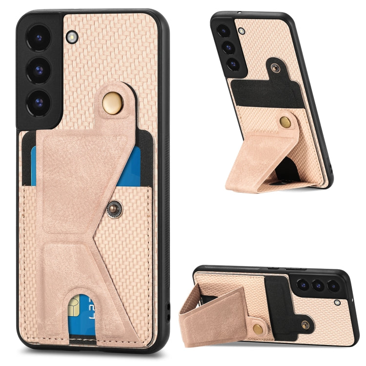 Carbon Fiber Wallet Flip Card K-shaped Holder Phone Case, For Samsung Galaxy S22 5G, For Samsung Galaxy S22+ 5G, For Samsung Galaxy S22 Ultra 5G, For Samsung Galaxy S21 5G, For Samsung Galaxy S21+ 5G, For Samsung Galaxy S21 Ultra 5G                    ...