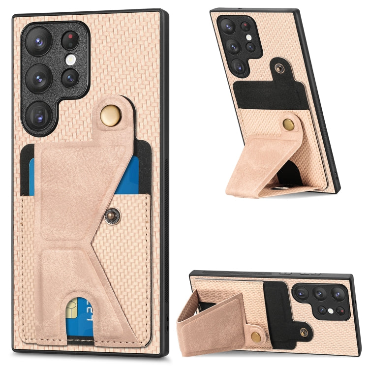 Carbon Fiber Wallet Flip Card K-shaped Holder Phone Case, For Samsung Galaxy S22 5G, For Samsung Galaxy S22+ 5G, For Samsung Galaxy S22 Ultra 5G, For Samsung Galaxy S21 5G, For Samsung Galaxy S21+ 5G, For Samsung Galaxy S21 Ultra 5G                    ...