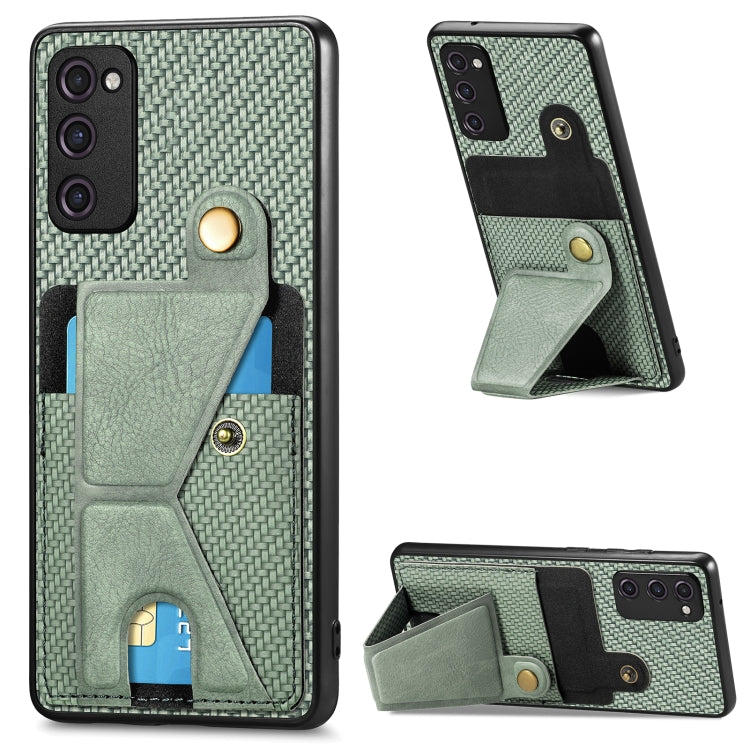 Carbon Fiber Wallet Flip Card K-shaped Holder Phone Case, For Samsung Galaxy S22 5G, For Samsung Galaxy S22+ 5G, For Samsung Galaxy S22 Ultra 5G, For Samsung Galaxy S21 5G, For Samsung Galaxy S21+ 5G, For Samsung Galaxy S21 Ultra 5G                    ...