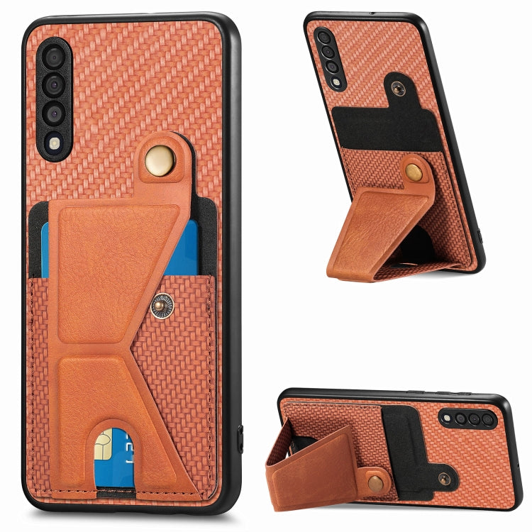 Carbon Fiber Wallet Flip Card K-shaped Holder Phone Case, For Samsung Galaxy S22 5G, For Samsung Galaxy S22+ 5G, For Samsung Galaxy S22 Ultra 5G, For Samsung Galaxy S21 5G, For Samsung Galaxy S21+ 5G, For Samsung Galaxy S21 Ultra 5G                    ...