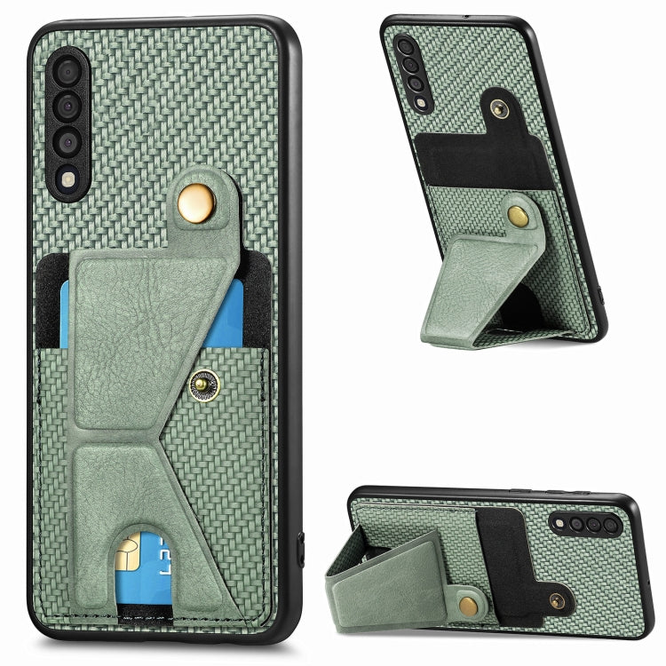 Carbon Fiber Wallet Flip Card K-shaped Holder Phone Case, For Samsung Galaxy S22 5G, For Samsung Galaxy S22+ 5G, For Samsung Galaxy S22 Ultra 5G, For Samsung Galaxy S21 5G, For Samsung Galaxy S21+ 5G, For Samsung Galaxy S21 Ultra 5G                    ...