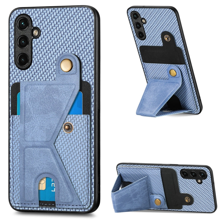 Carbon Fiber Wallet Flip Card K-shaped Holder Phone Case, For Samsung Galaxy S22 5G, For Samsung Galaxy S22+ 5G, For Samsung Galaxy S22 Ultra 5G, For Samsung Galaxy S21 5G, For Samsung Galaxy S21+ 5G, For Samsung Galaxy S21 Ultra 5G                    ...