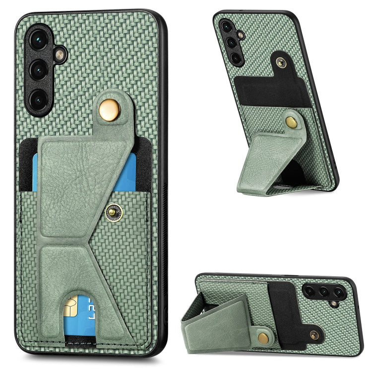 Carbon Fiber Wallet Flip Card K-shaped Holder Phone Case, For Samsung Galaxy S22 5G, For Samsung Galaxy S22+ 5G, For Samsung Galaxy S22 Ultra 5G, For Samsung Galaxy S21 5G, For Samsung Galaxy S21+ 5G, For Samsung Galaxy S21 Ultra 5G                    ...