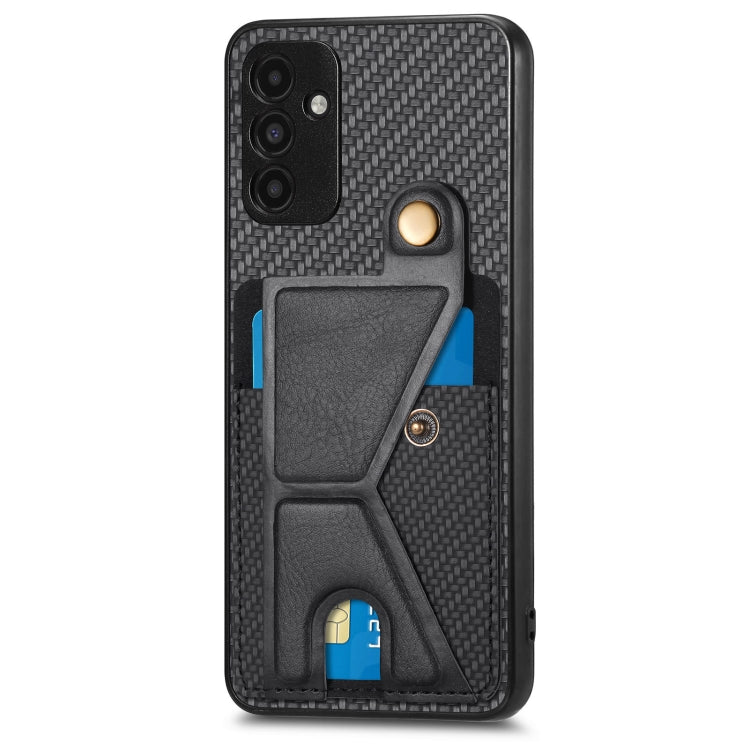 Carbon Fiber Wallet Flip Card K-shaped Holder Phone Case, For Samsung Galaxy A13  5G, For Samsung Galaxy A13 4G, For Samsung Galaxy A04 4G
