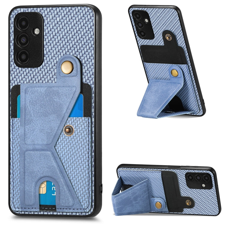 Carbon Fiber Wallet Flip Card K-shaped Holder Phone Case, For Samsung Galaxy A13  5G, For Samsung Galaxy A13 4G, For Samsung Galaxy A04 4G