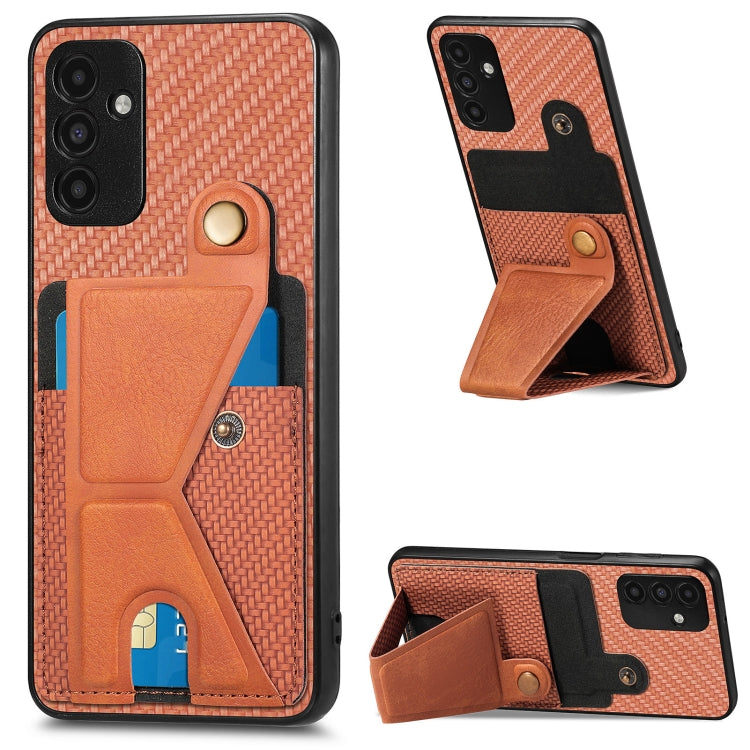 Carbon Fiber Wallet Flip Card K-shaped Holder Phone Case, For Samsung Galaxy A13  5G, For Samsung Galaxy A13 4G, For Samsung Galaxy A04 4G
