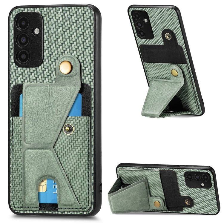 Carbon Fiber Wallet Flip Card K-shaped Holder Phone Case, For Samsung Galaxy A13  5G, For Samsung Galaxy A13 4G, For Samsung Galaxy A04 4G