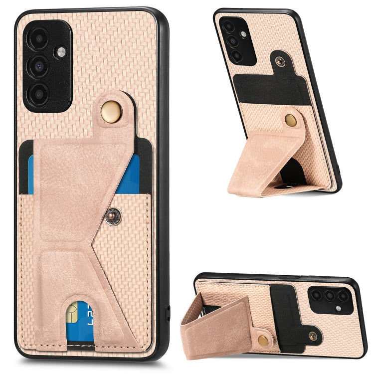 Carbon Fiber Wallet Flip Card K-shaped Holder Phone Case, For Samsung Galaxy A13  5G, For Samsung Galaxy A13 4G, For Samsung Galaxy A04 4G