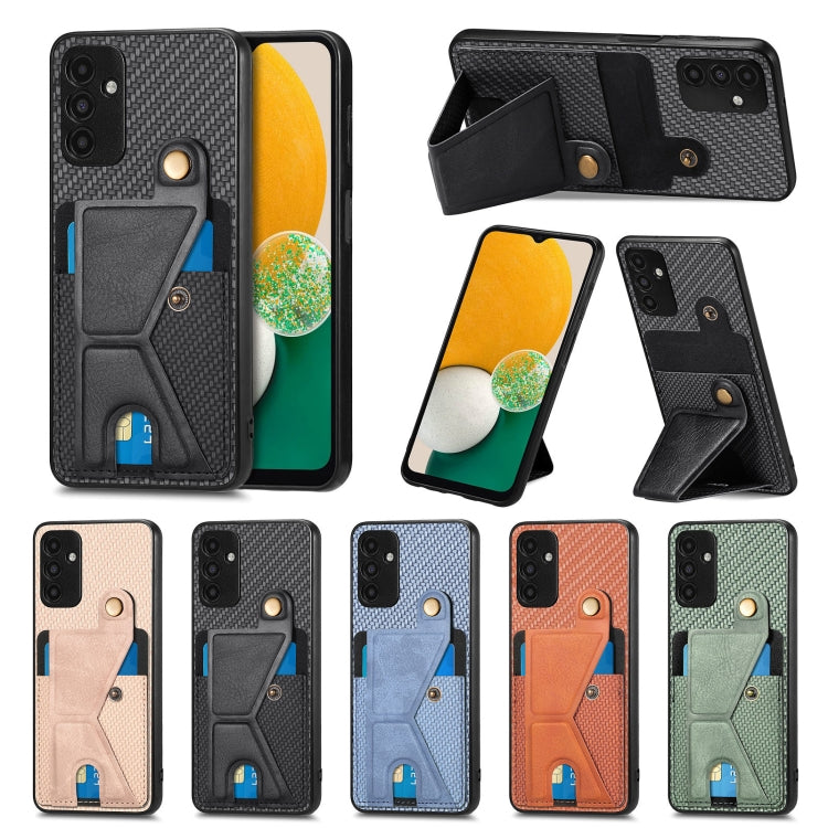 Carbon Fiber Wallet Flip Card K-shaped Holder Phone Case, For Samsung Galaxy A13  5G, For Samsung Galaxy A13 4G, For Samsung Galaxy A04 4G