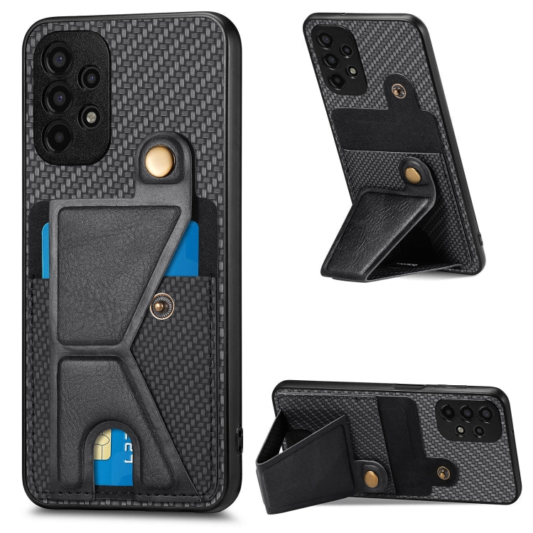 Carbon Fiber Wallet Flip Card K-shaped Holder Phone Case, For Samsung Galaxy A13  5G, For Samsung Galaxy A13 4G, For Samsung Galaxy A04 4G