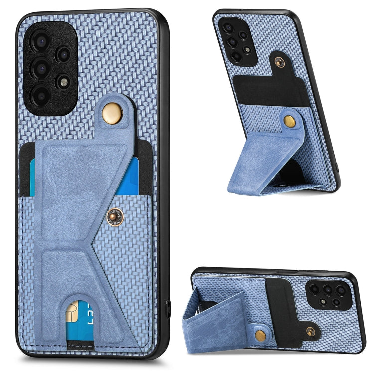 Carbon Fiber Wallet Flip Card K-shaped Holder Phone Case, For Samsung Galaxy A13  5G, For Samsung Galaxy A13 4G, For Samsung Galaxy A04 4G