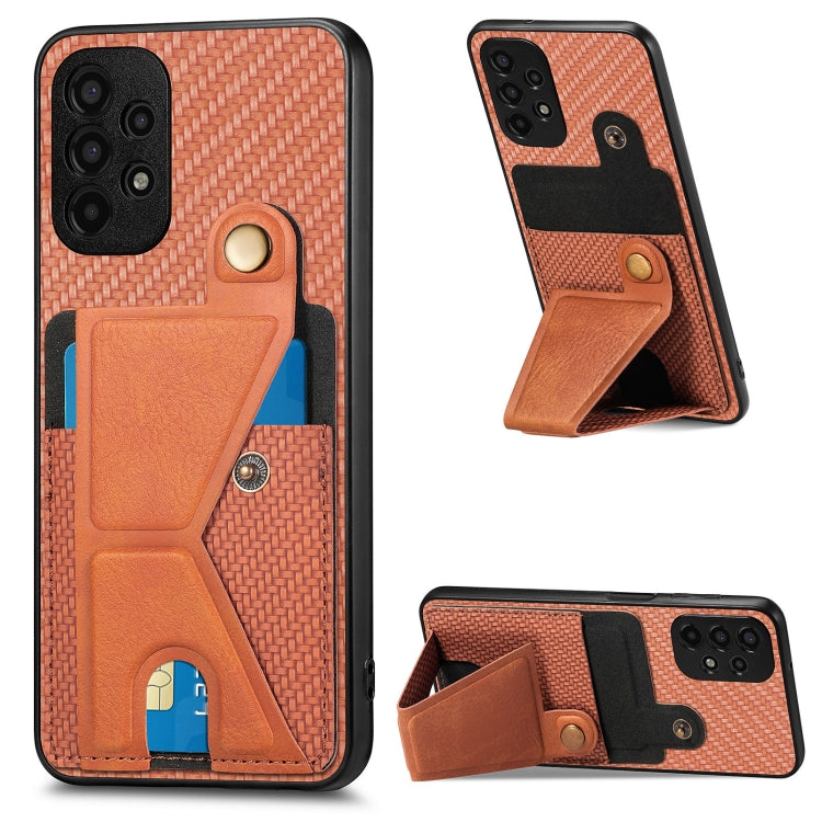 Carbon Fiber Wallet Flip Card K-shaped Holder Phone Case, For Samsung Galaxy A13  5G, For Samsung Galaxy A13 4G, For Samsung Galaxy A04 4G