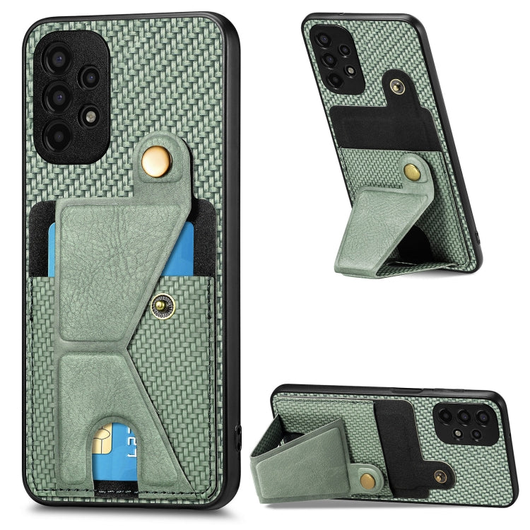 Carbon Fiber Wallet Flip Card K-shaped Holder Phone Case, For Samsung Galaxy A13  5G, For Samsung Galaxy A13 4G, For Samsung Galaxy A04 4G