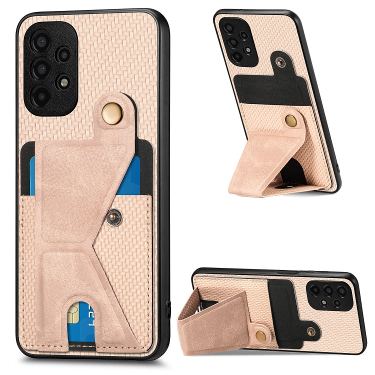Carbon Fiber Wallet Flip Card K-shaped Holder Phone Case, For Samsung Galaxy A13  5G, For Samsung Galaxy A13 4G, For Samsung Galaxy A04 4G