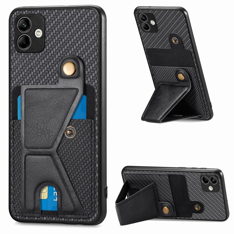 Carbon Fiber Wallet Flip Card K-shaped Holder Phone Case, For Samsung Galaxy A13  5G, For Samsung Galaxy A13 4G, For Samsung Galaxy A04 4G
